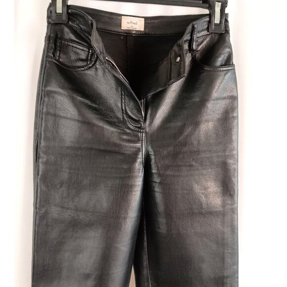 Aritzia Wilfred Melina Faux Leather Pants Black Straight Leg Women’s 00 - Picture 2 of 9